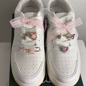 NWT- Wild Fable- Lola sneaker-White -Memory Foam- with custom charms -Size 8. #3